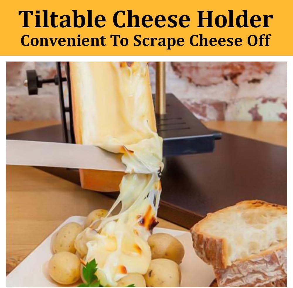 YUEWO Raclette Cheese Melter Commercial Electric Cheese Machine 750W Nacho Cheese Dispenser Half Cheese Wheel Maker Angle Adjustable Rapid Heating