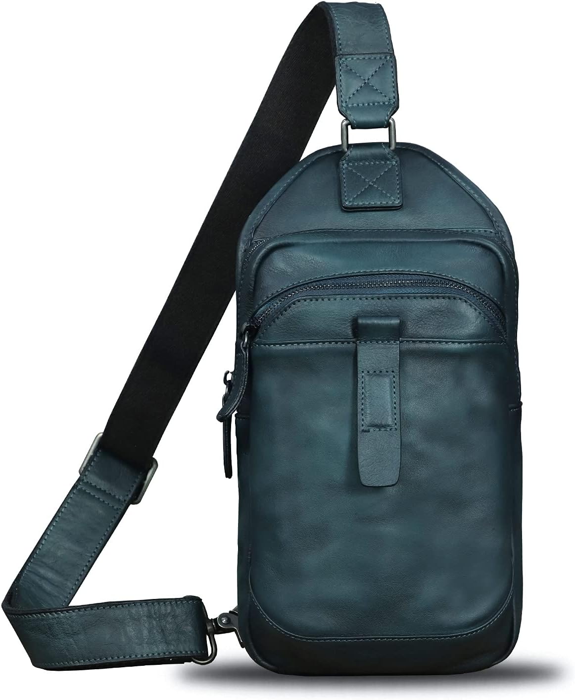 Genuine Leather Silng Bag for Men and Women Retro Leather Sling Backpack Purse Shoulder Crossbody Bag Chest Bag