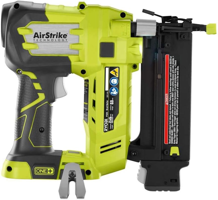 Ryobi 3 Piece 18V One+ Airstrike Brad Nailer Kit (Includes: 1 x P320 Brad Nailer, 1 x P190 18-Volt ONE+ 2.0 Ah lithium-ion battery, P118 dual chemistry charger (Renewed)