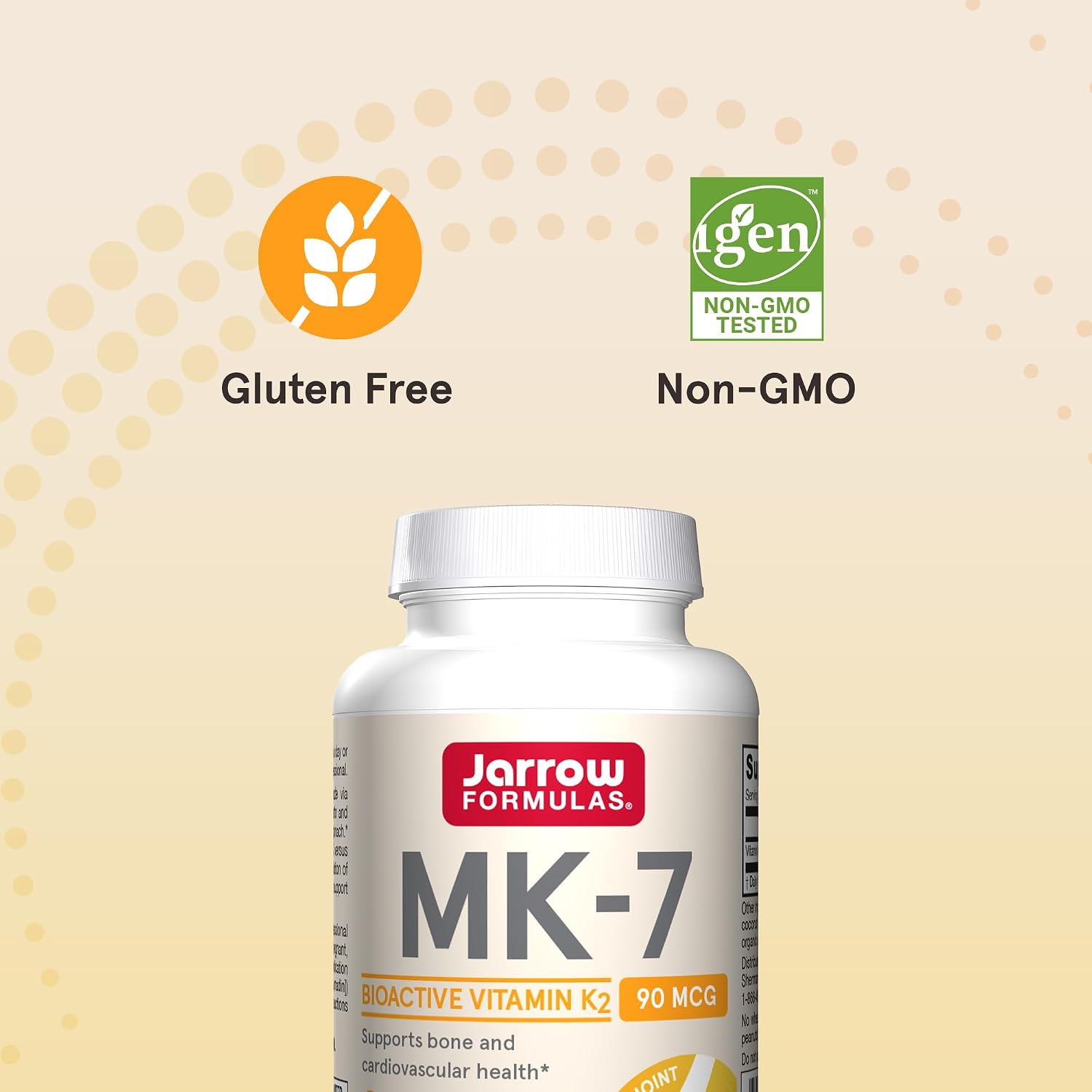 Jarrow Formulas MK-7 90mcg-Bioactive Form of VIT K2-60 Servings(Softgels)-for Bone & CV Health-VIT K2 MK-7 Dietary Supp-K2 VIT Supp MK-7-Gluten Free,12 Pack