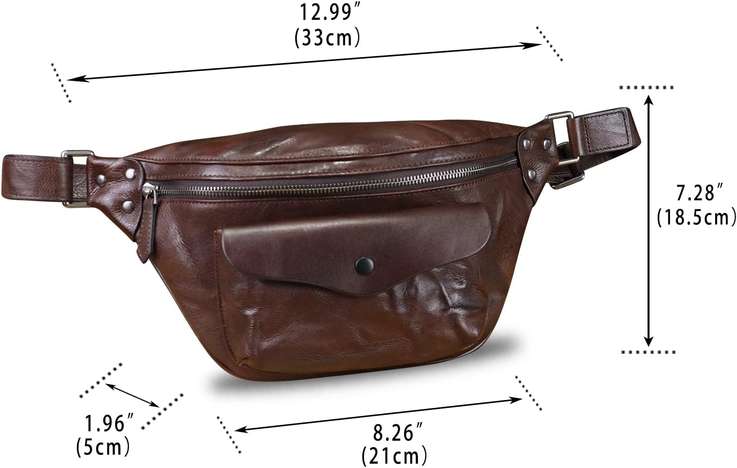 Genuine Leather Fanny Pack for Women and Men Vintage Real Leather Sling Bag Crossbody Bag Fashion Waist Bag Chest Purse