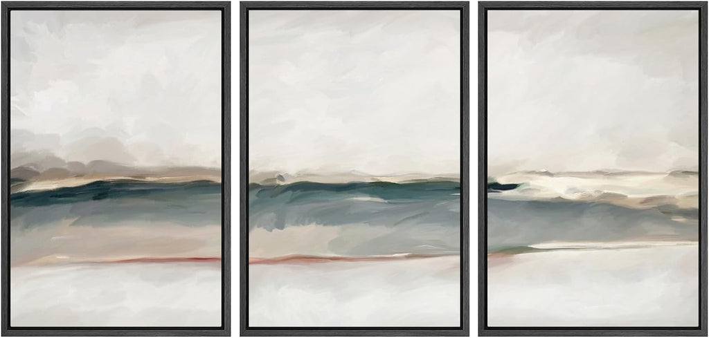 SIGNWIN Framed Canvas Print Wall Art Set Grunge Gold Pastel Landscape Shapes Abstract Illustrations Modern Art Decorative Nordic Chic Calm/Zen for Living Room, Bedroom, Office - 24'x36'x3 Black