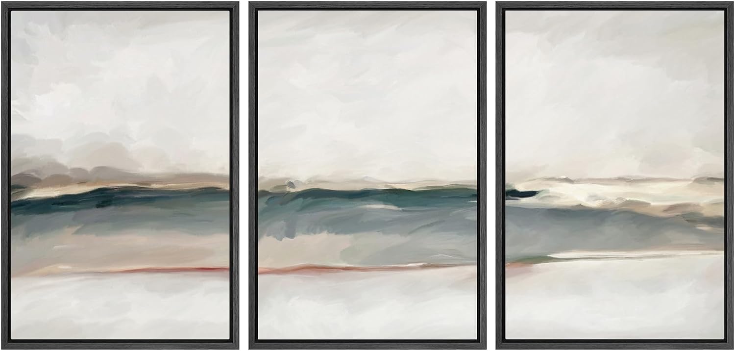 SIGNWIN Framed Canvas Print Wall Art Set Grunge Gold Pastel Landscape Shapes Abstract Illustrations Modern Art Decorative Nordic Chic Calm/Zen for Living Room, Bedroom, Office - 24'x36'x3 Black