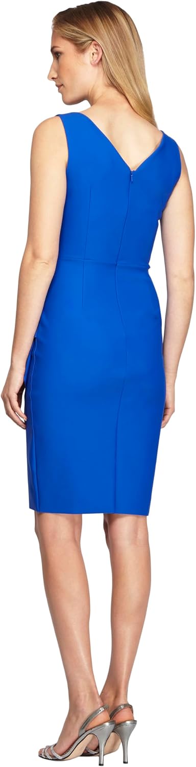 Alex Evenings Women's Slimming Short Ruched Dress with Ruffle (Petite and Regular)