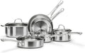 Stainless Steel Cookware Set,Tir-Ply Pots and Pans Set,10 Pcs Stainless Steel Induction Kitchen Cookware Sets,PFOA Free, Frying Pans, Butter warmer,Saute Pan & Stock Pot,Compatible with All Cooktops