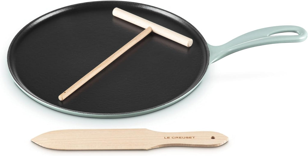Le Creuset Enameled Cast Iron Traditional Round Crepe Pan, 10.25', Sea Salt