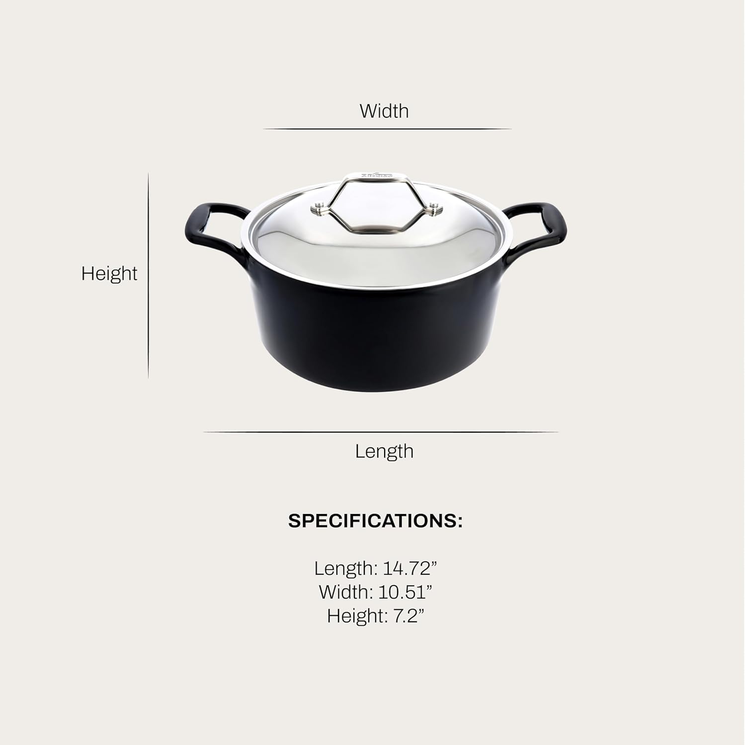 All-Clad Cast Iron Stockpot, 6 Qt Enameled Cast Iron Dutch Oven with Lid, Grill, Oven Safe up to 650F, Pot Compatible with All Stovetops (Gas, Electric & Induction), Easy-Clean, Cookware, Black