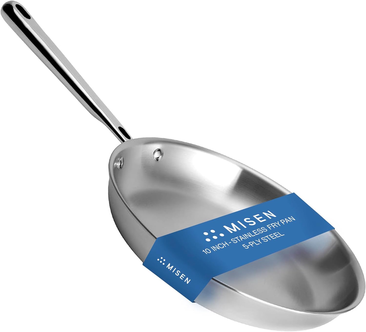 Misen 5-Ply Stainless Steel 10' Frying Pan - Professional Cookware for Induction, Gas and Electric - Dishwasher Safe, Oven Safe to 800°F - Durable, Versatile, Even Heating