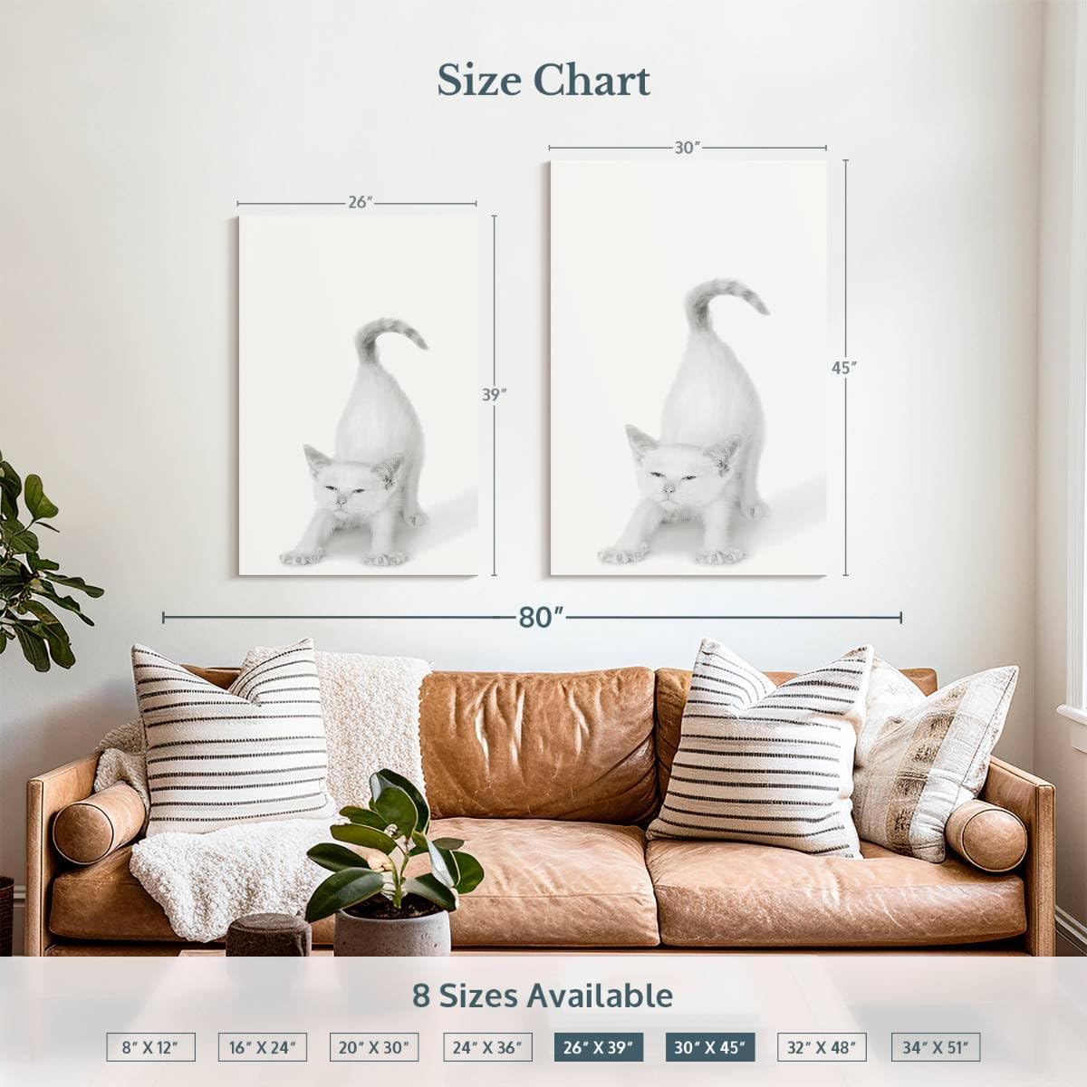 ElephantStock - Bonjour Kitty Wall Art - Vertical Canvas Wall Art - Living Room Wall Decor - Photography Cat Canvas Art - White And Gray Decor by Jon Bertelli - 26' x 39'