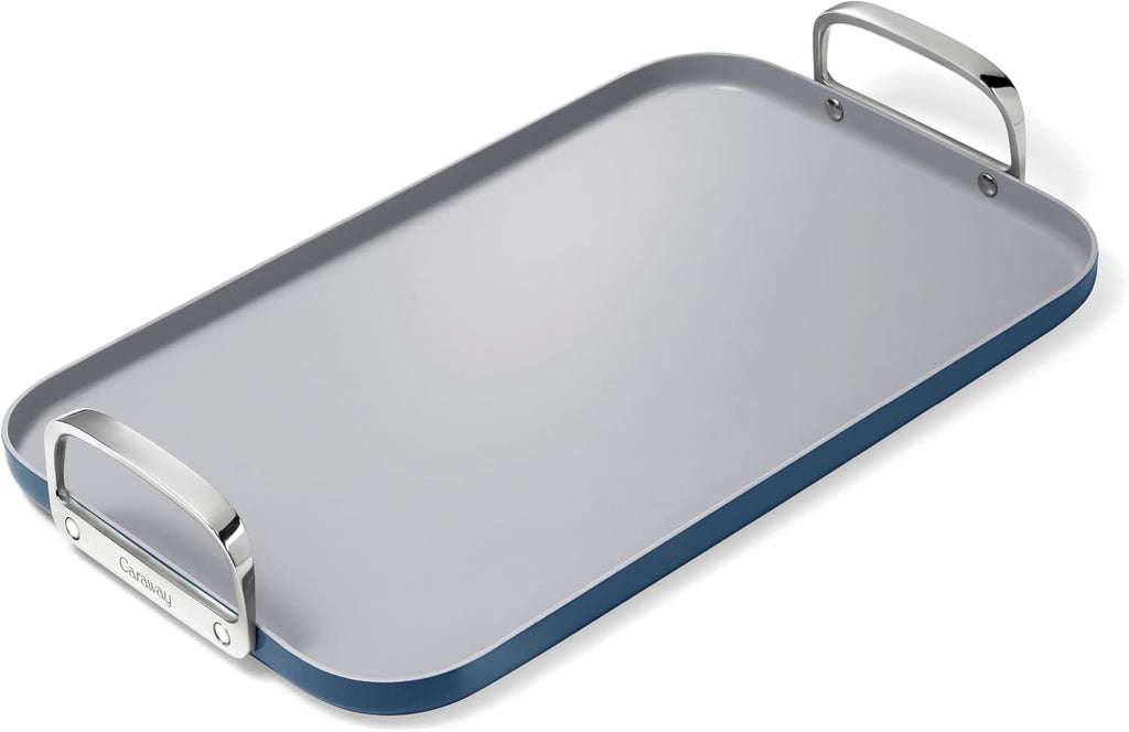 Caraway Double Burner Griddle - 19x12' Griddle Pan - Non-Stick Ceramic Coated - Non Toxic, PTFE & PFOA Free - Oven Safe & Compatible with All Stovetops - Navy