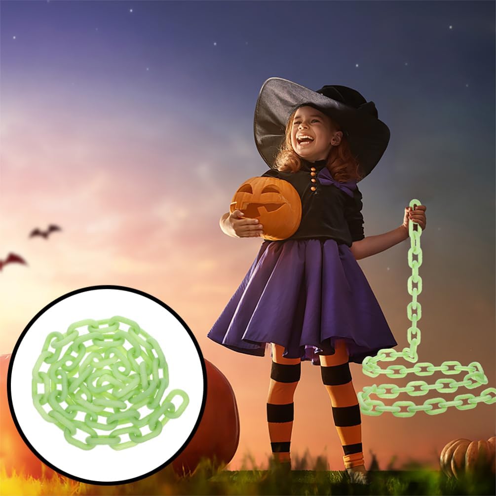 Angoily 4pcs Halloween Cosplay Chain Prop Plastic Glowing Chain Prop Party Decorative Party Supply Light Green