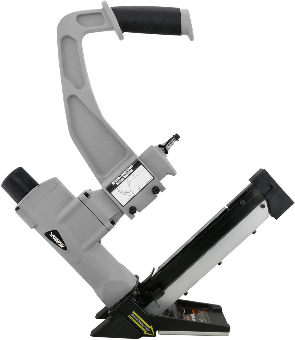 NuMax SFL618 Pneumatic 3-in-1 15.5-Gauge and 16-Gauge 2' Flooring Nailer / Stapler with Flooring Mallet and Interchangeable Base Plates
