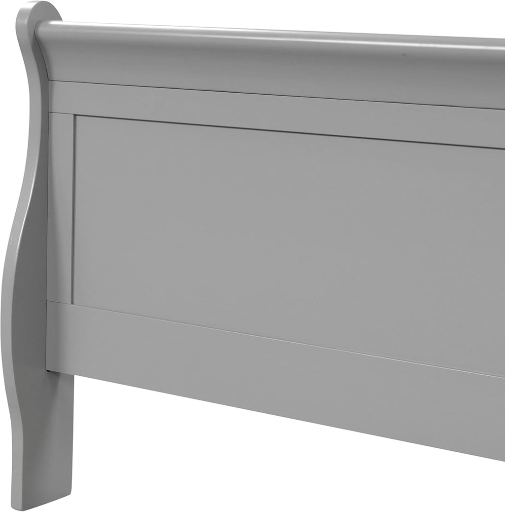 Furniture of America Louis Philippe Traditional Solid Wood 3 Piece Bedroom Set, Bed Frame and Nightstands Set of 2, Sleigh Design Bedframe with Headboard and Footboard, Box Spring Needed, Full, Gray