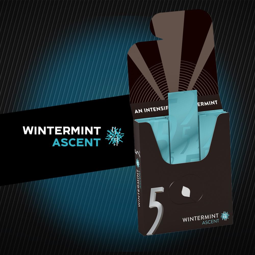 5 GUM Wintermint Ascent Sugar Free Chewing Gum Refreshing Chilling Minty Flavor Five Gum, 15 Stick (120 Pack)