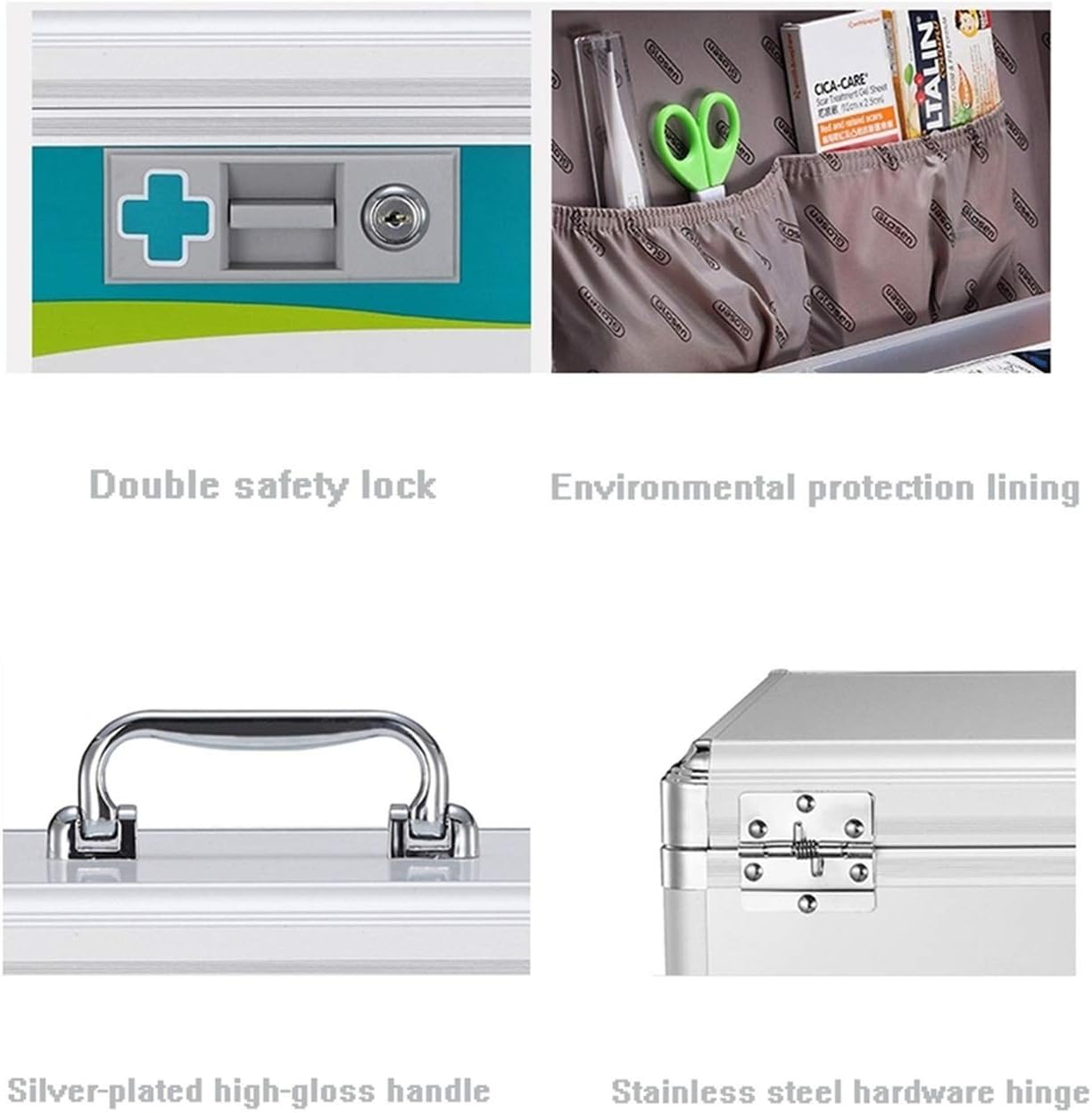 Family First Aid Box Portable Medicine Chest Storage Cabinets First Aid Bag,Aluminum Alloy Lockable With Adjustable Shoulder Strap