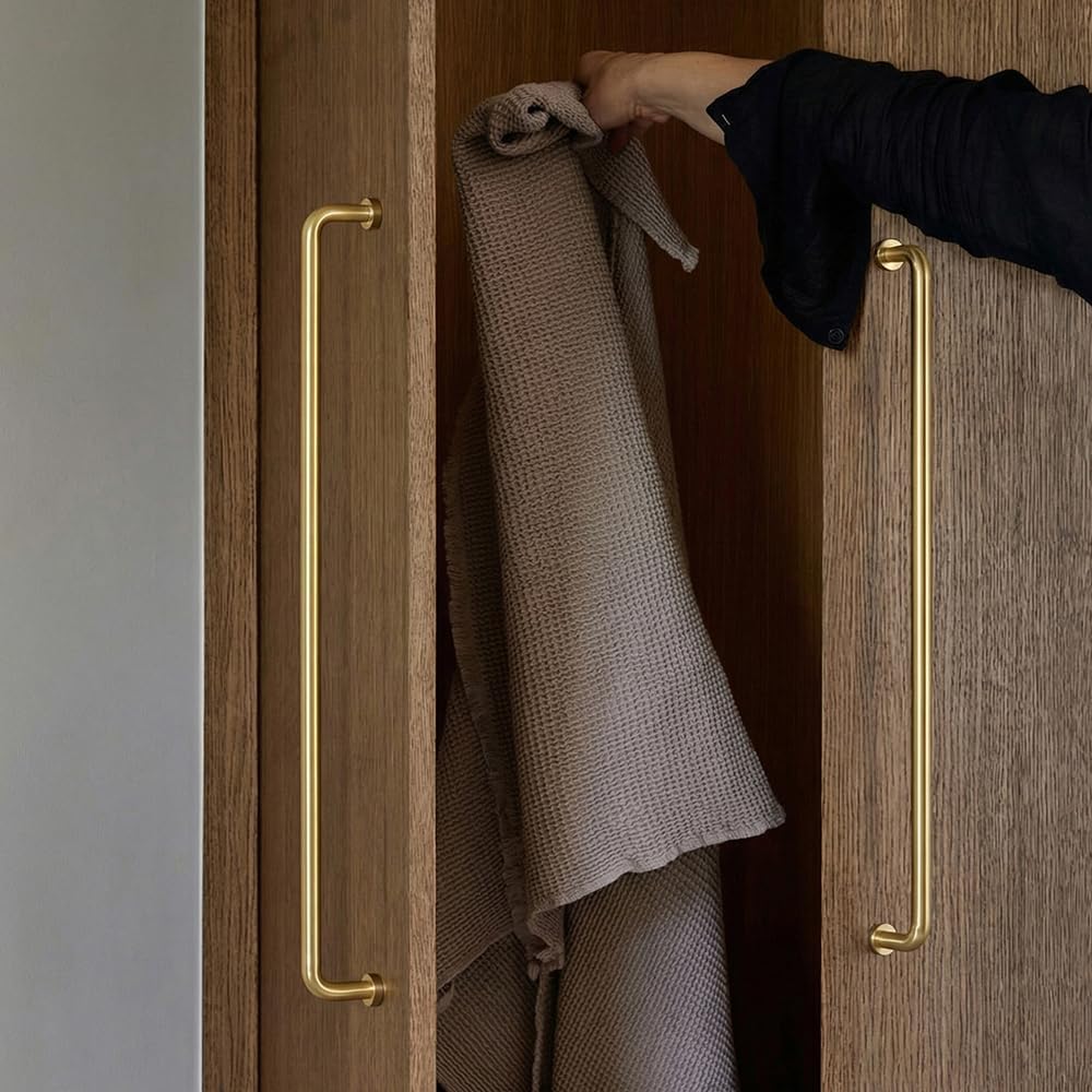 Goo-Ki Champagne Bronze Cabinet Pulls, 18 Inch Heavy Duty Zinc Alloy Handles for Large Pantry, Modern Drawer Hardware for Kitchen and Wardrobes, 6 Pack