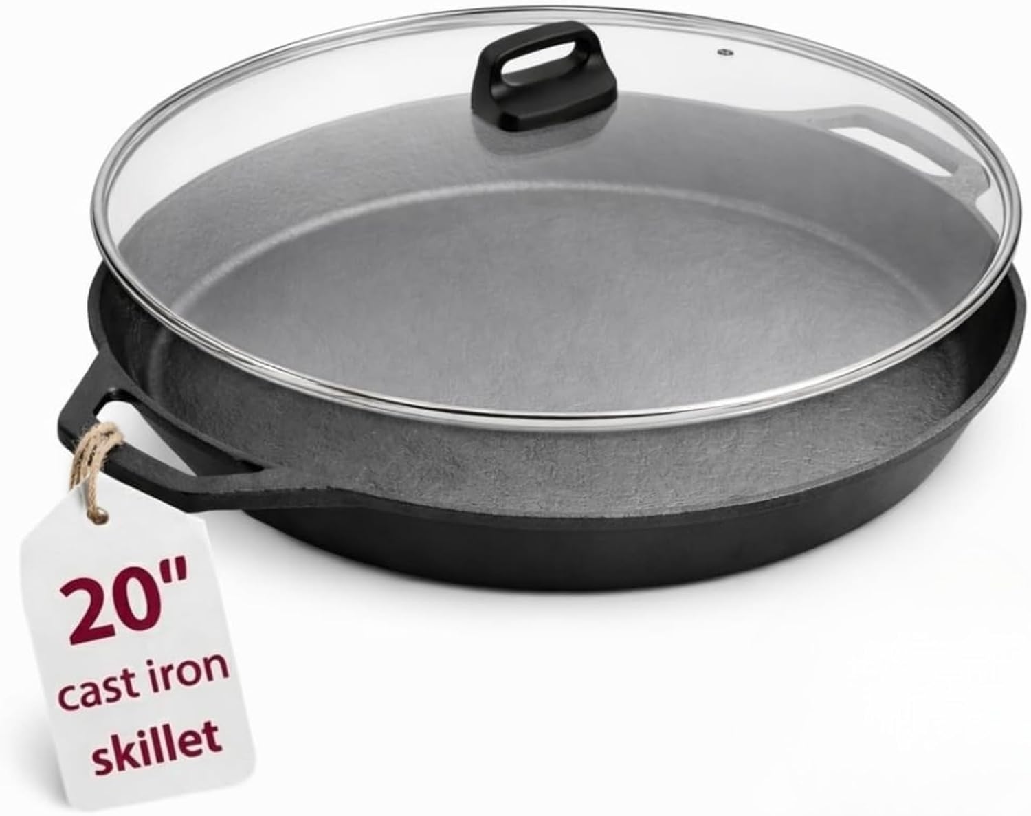 Large Cast Iron Skillet 20 Inch with Lid, Pre Seasoned Cast Iron Skillet for Cooking & Frying – XL Heavy Duty Pan with Dual Handles and – Ideal for Grill, Oven, Stove, Campfire Use