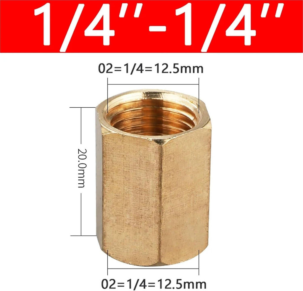 50Pcs 1/8 1/4 3/8 1/2 3/4 Inch Female Thread Brass Pipe Fittings Hex Nut Rod Connector Coupling(02-02)