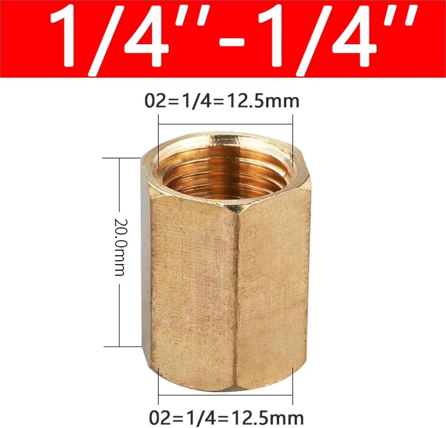 50Pcs 1/8 1/4 3/8 1/2 3/4 Inch Female Thread Brass Pipe Fittings Hex Nut Rod Connector Coupling(02-02)