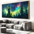 Aurora Landscape Wall Art - Framed Modern Canvas Painting for Living Room, Bedroom Home Office Decor, 60x30 Inch Ready to Hang