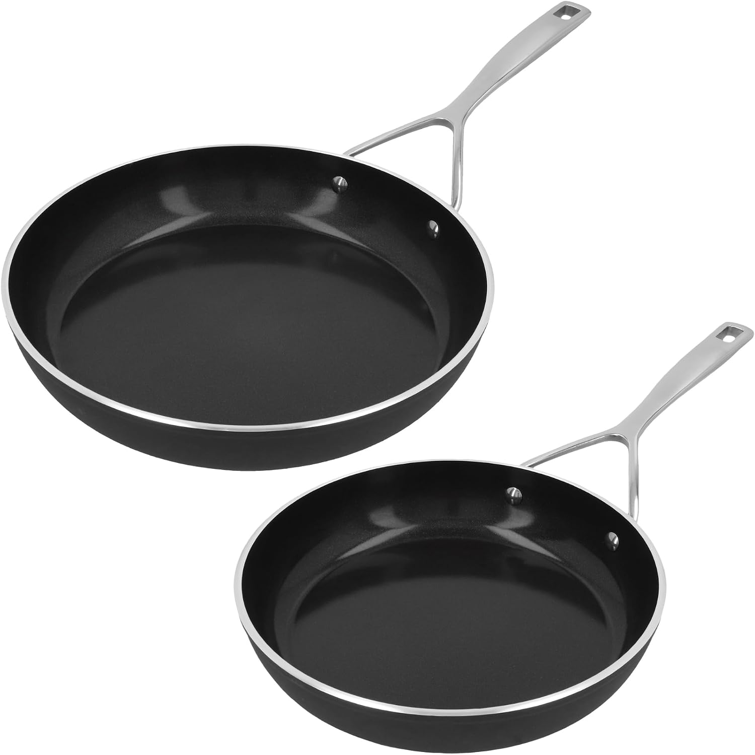 Demeyere AluPro 5, Ceramic 2-pc Aluminum Nonstick Fry Pan Set, 9.5' and 11', Ceramic Nonstick Coating, Lightweight Construction, Compatible with all Cooking Surfaces