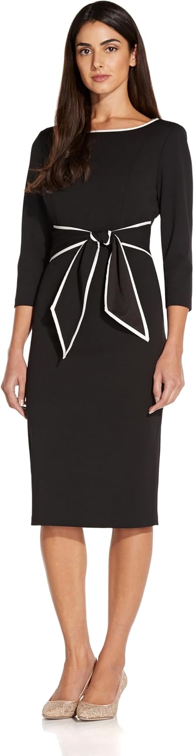 Adrianna Papell Tipped Crepe Tie Dress
