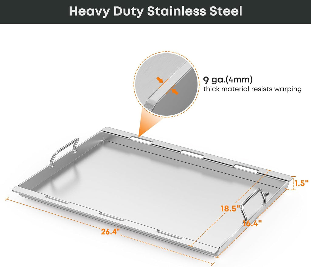Stanbroil Stainless Steel Flat Top Griddle, Full-Size Griddle Insert for Weber Genesis II and Genesis II LX 300 Series Gas Grill