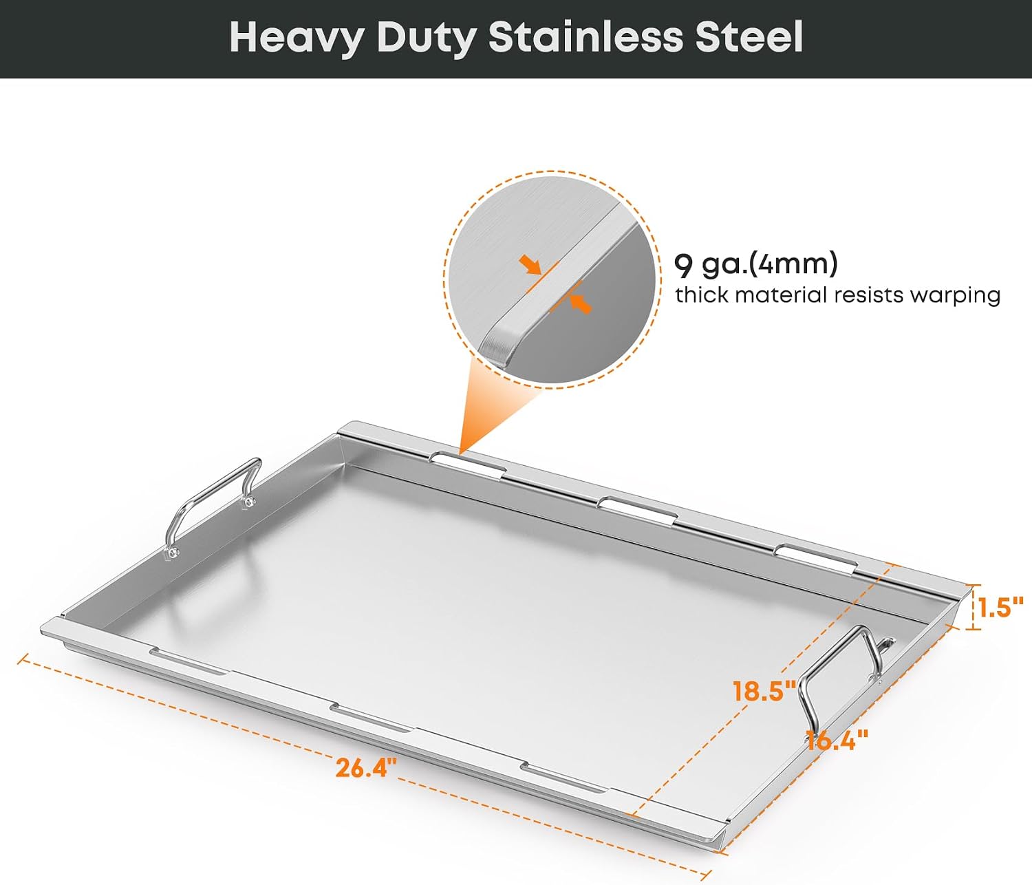 Stanbroil Stainless Steel Flat Top Griddle, Full-Size Griddle Insert for Weber Genesis II and Genesis II LX 300 Series Gas Grill