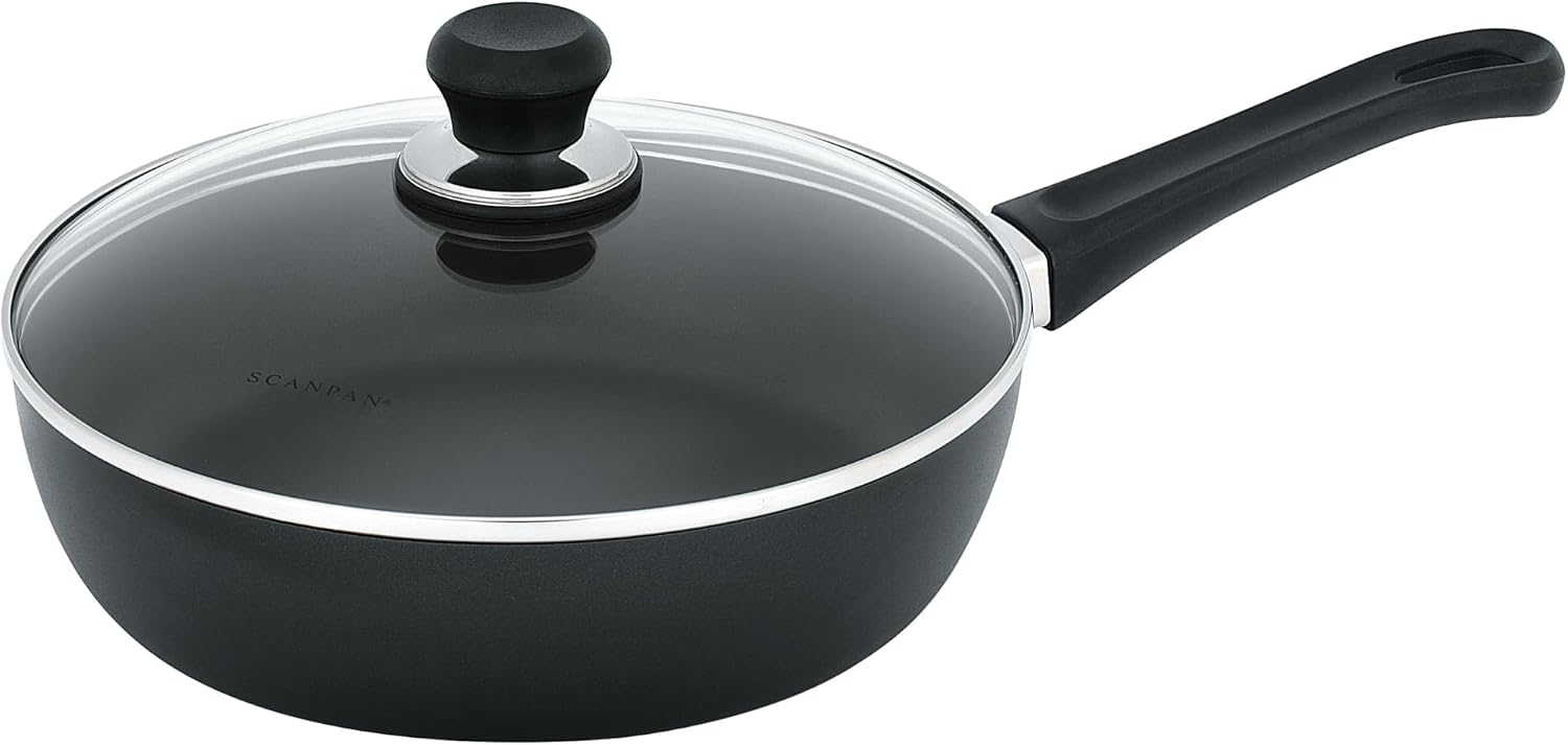 Scanpan Classic 3.25 quarts (11 inch) Nonstick Saute Pan with Lid – Compatible with Gas and Electric Stovetops, Metal Utensil Safe, Oven Safe to 500°F, Dishwasher Safe