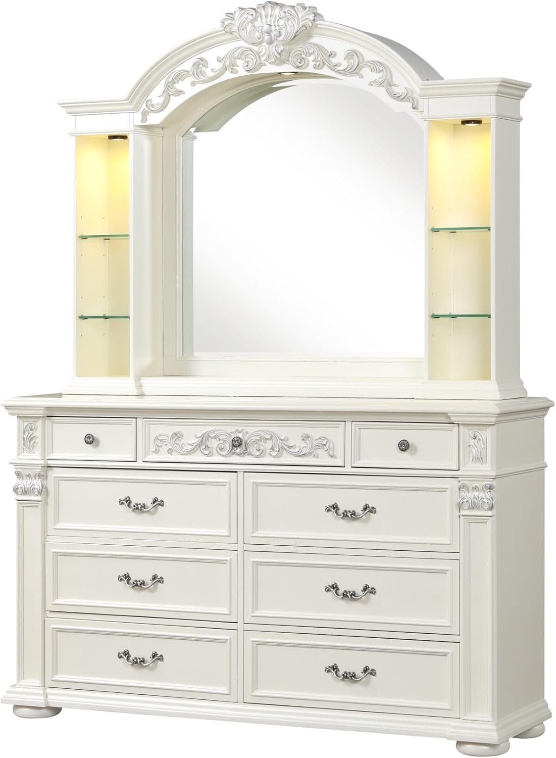 First of a Kind Platinum White Queen 4 Piece Bedroom Set