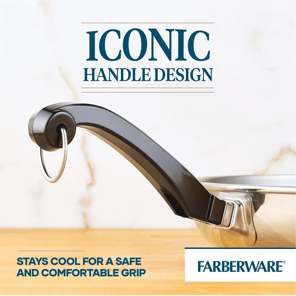 Farberware Classic Series Nonstick Stainless Steel Cookware Set, Pots and Pans Set, 15-Piece