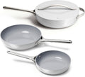 Caraway 4-Piece Fry Pan Set - Non-Stick Frying Pans (10.5' & 8') & Non-Stick Sauté Pan - Non Toxic, PTFE & PFOA Free - Oven Safe & Compatible with All Stovetops (Gas, Electric & Induction) - Gray