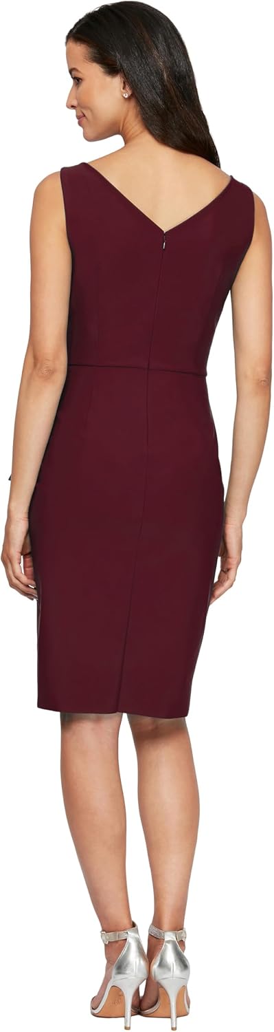 Alex Evenings Women's Slimming Short Ruched Dress with Ruffle (Petite and Regular)