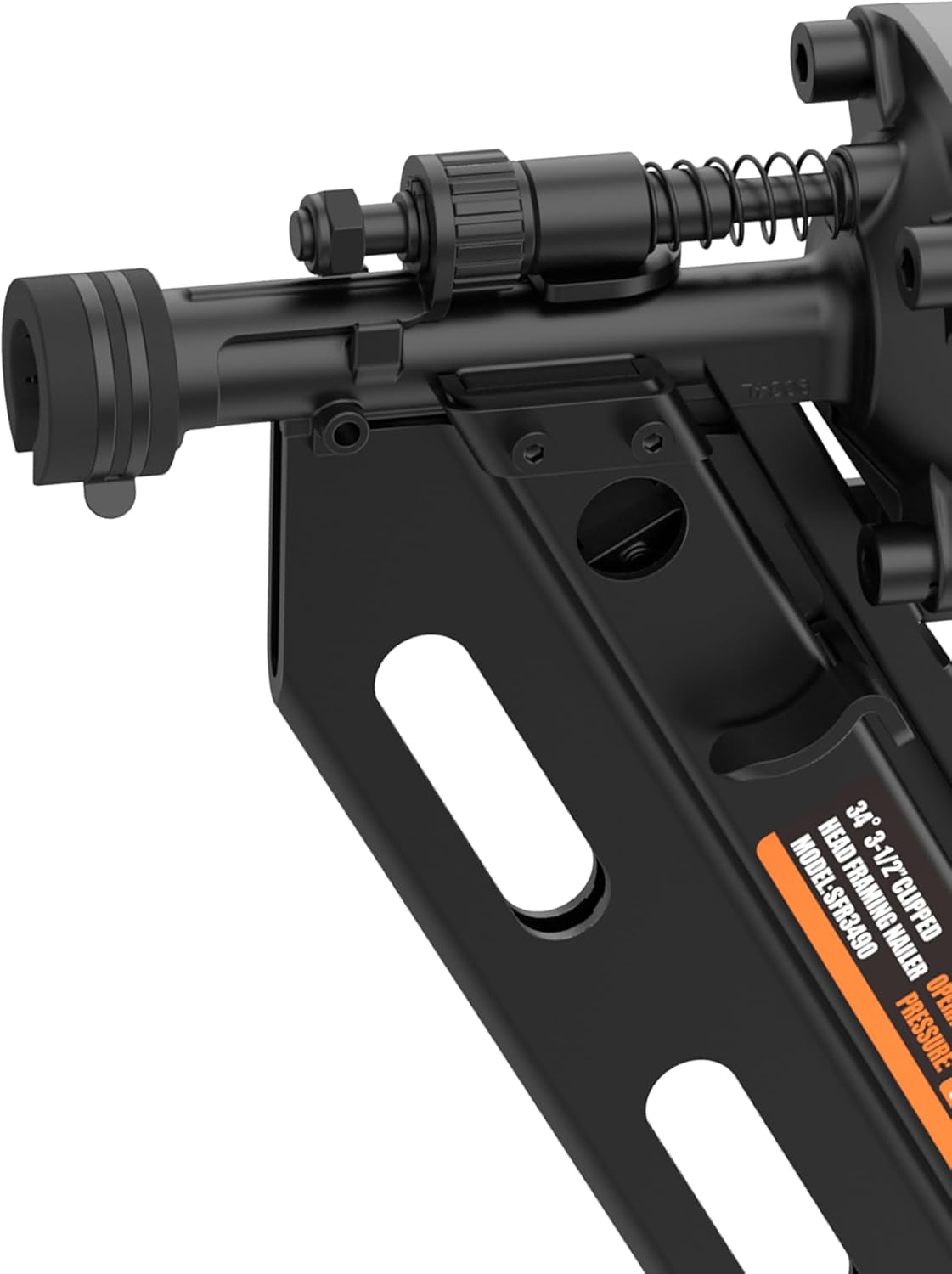 Numax 34 Degree Clipped head 3-1/2' Pneumatic Clip Head Framing Nailer | Anti-Dry-Fire, Dual Trigger, Depth Adjust, No Mar Tip, Lightweight & Durable Design | SFR3490
