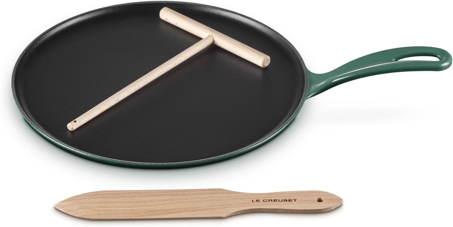 Le Creuset Enameled Cast Iron Traditional Round Crepe Pan, 10.25', Artichaut