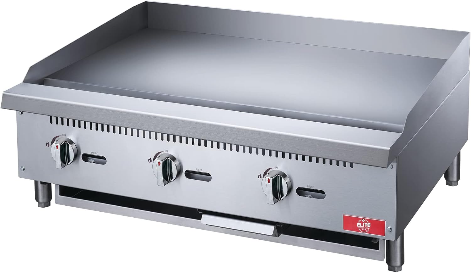 Commercial Countertop Griddle, ETL 36' Flat Top Grill Natural Gas (NG) / Propane, 3 Burners - 90000 BTU