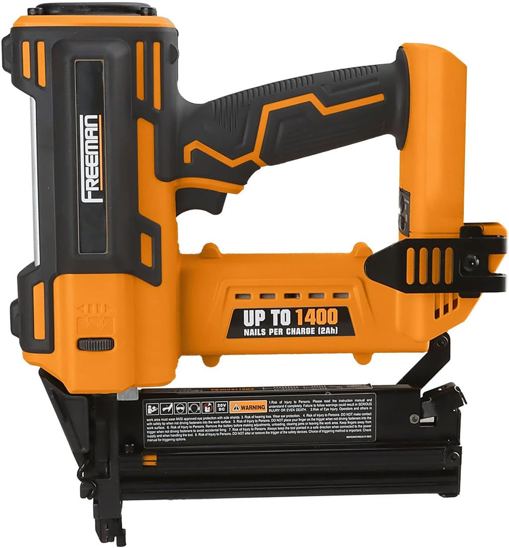 Freeman PE20VT2118 20 Volt Cordless 2-in-1 18-Gauge Nailer/Stapler (Tool Only) – 1400 Shots per Charge