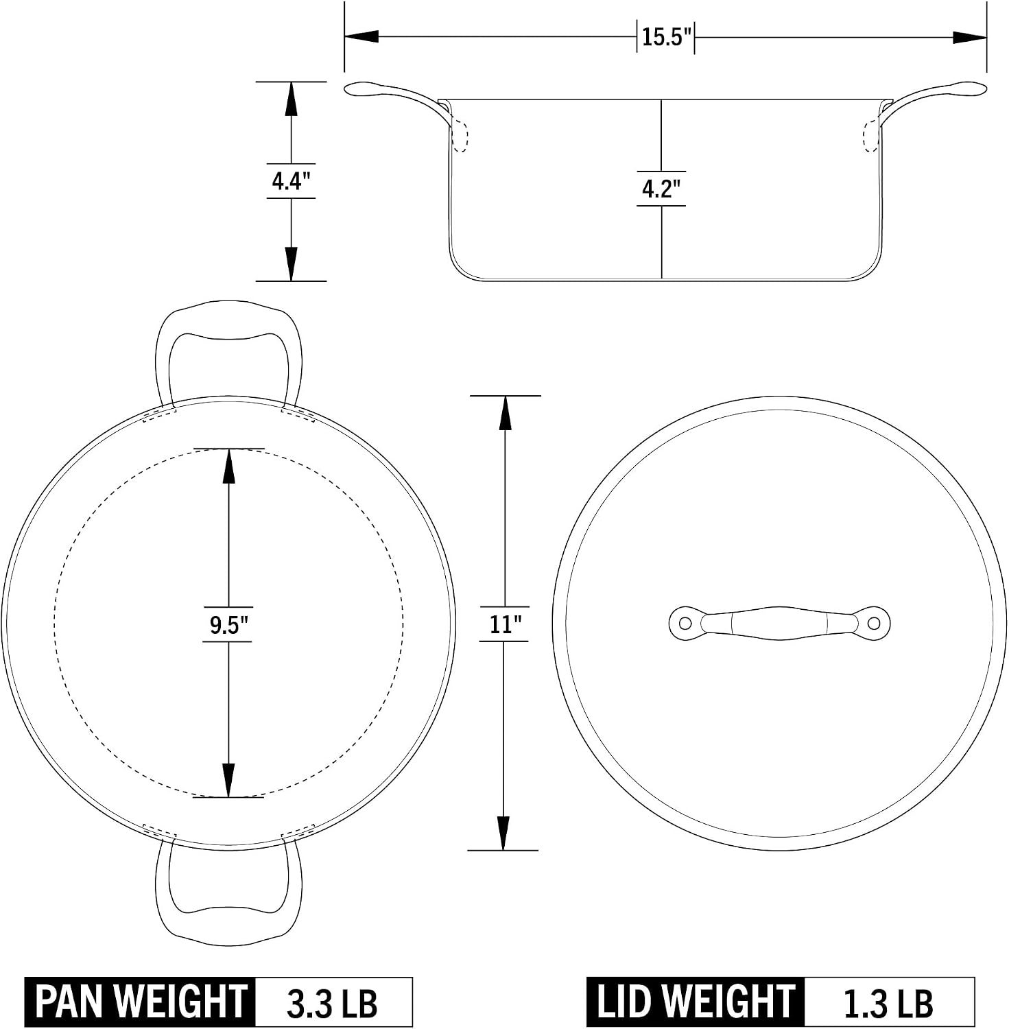 Heritage Steel x Eater 6 Quart Rondeau with Lid | Made in USA | 5-Ply Fully Clad Stainless Steel Pan | Stay Cool Handle Design | Induction Capable & Non-Toxic Cookware