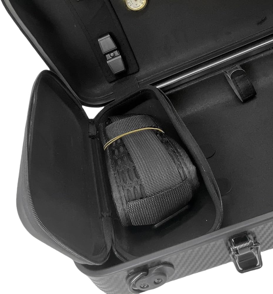 Violin case 4/4 Full size High strength Carbon fiber hard shell Durable handles Internal storage with Backpack straps Music Sheet bag (Black)