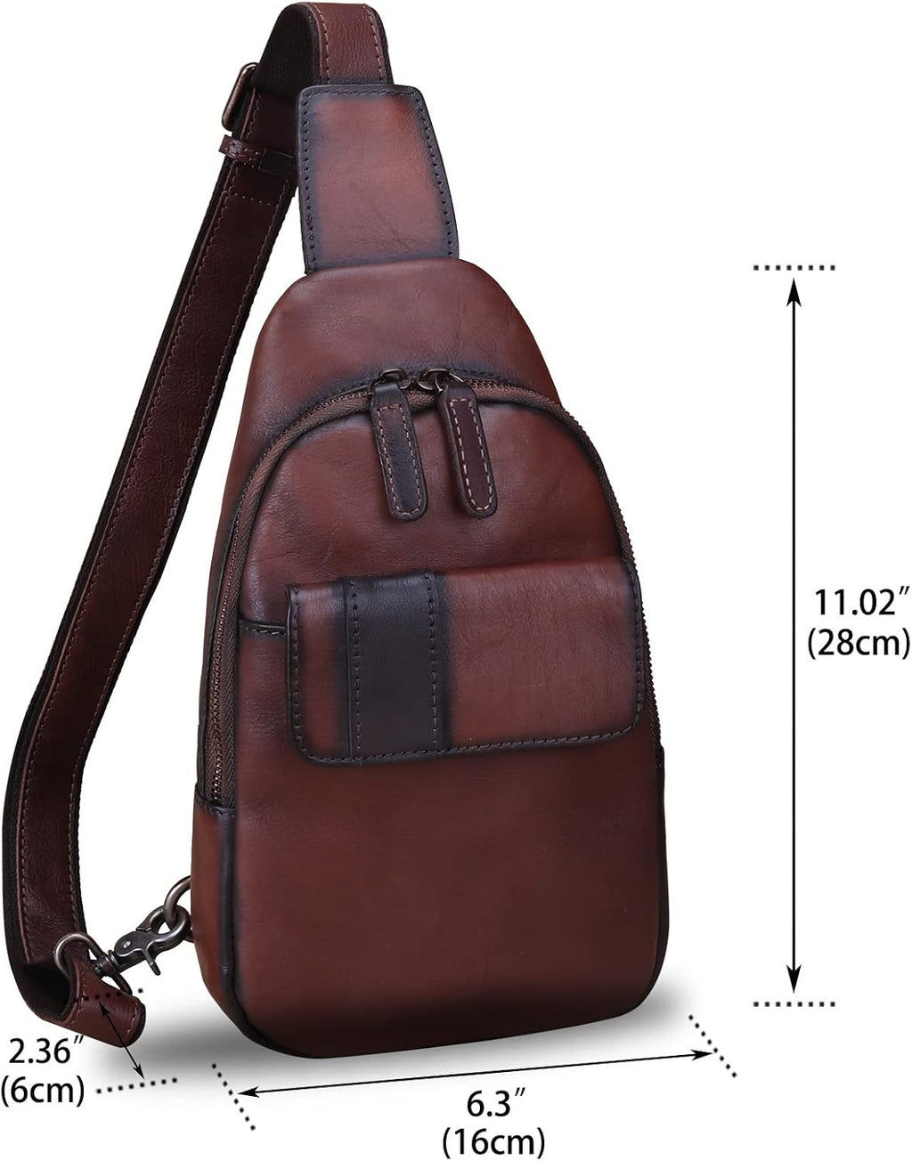 Genuine Leather Sling Bag - Handmade Leather Backpack for Women and Men - Crossbody, Chest Bag