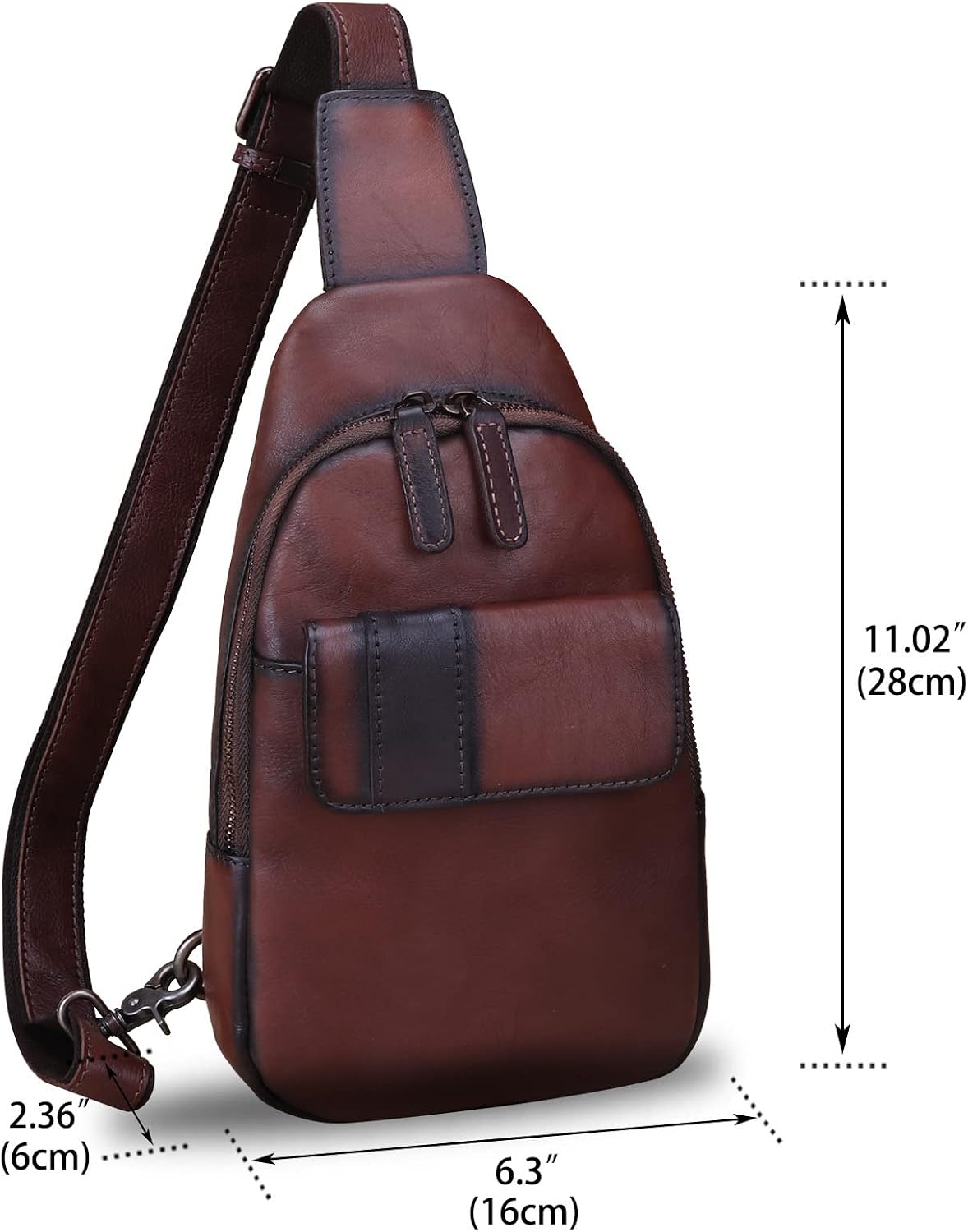 Genuine Leather Sling Bag - Handmade Leather Backpack for Women and Men - Crossbody, Chest Bag
