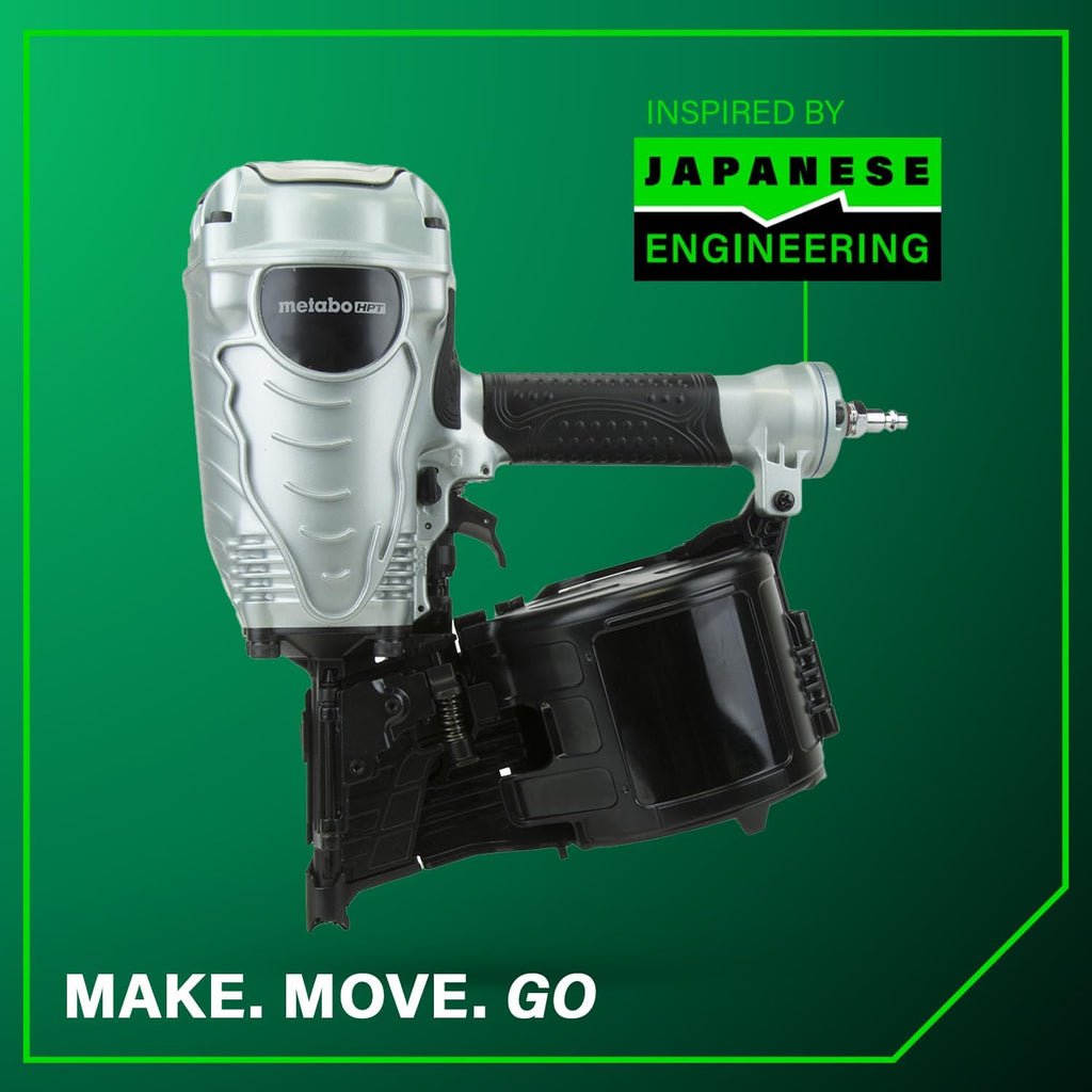 Metabo HPT Coil Framing Nailer, Pro-Preferred Pneumatic Power Nailers in Construction Tools, Versatile Framing Tool for Floor, Truss, and Roof Decking, 15° 1-3/4″ to 3-1/2″ Nails, NV90AG(S)