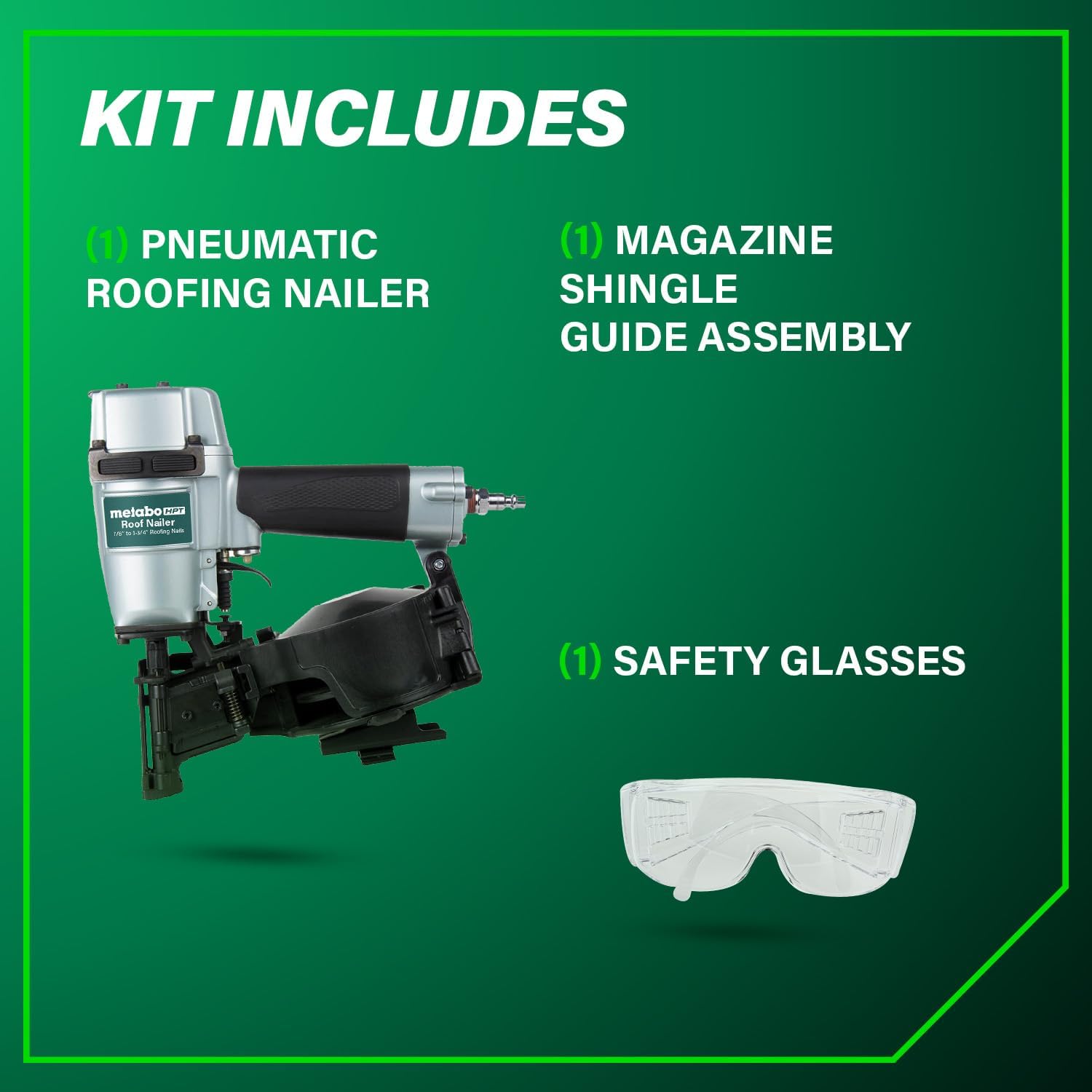 Metabo HPT Roofing Nailer, Pro-Preferred Pneumatic Power Nailer in Roofing Tools, Pneumatic Roofing Nailer for Asphalt Roofing Shingles, Nailer 16 Degree 7/8″ to 1-3/4″ Roofing Nails, NV45AB2