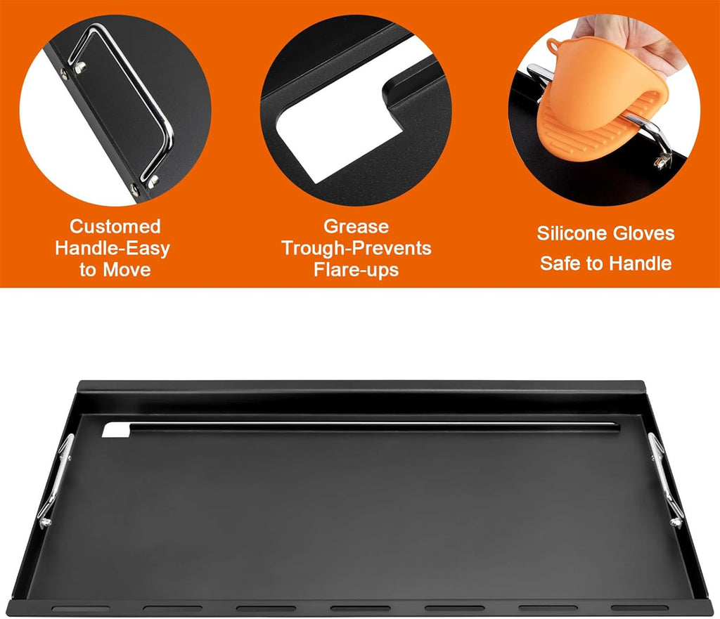 Full-Size Griddle Inserts for Weber Genesis II 400 Series Gas Grills, Flat Top Griddle with Handles for Genesis II E-410 S-410 E-435 S-435 E-440 S-440 LX E/S-440, Replace for Weber 6789