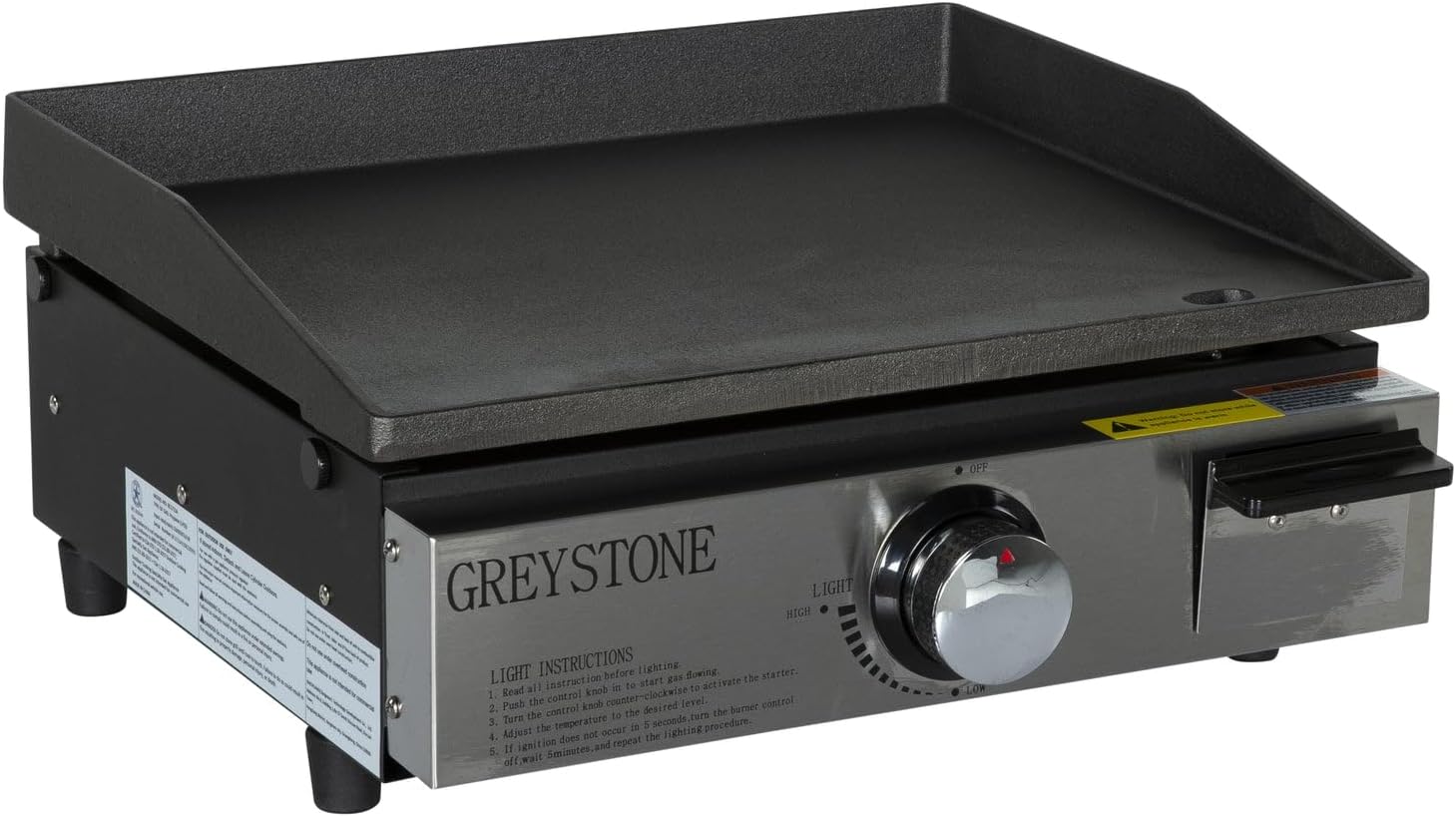 Greystone - Greystone 17' Griddle with SS Panel, Cast Iron Cooking Plate, 15,000 BTU