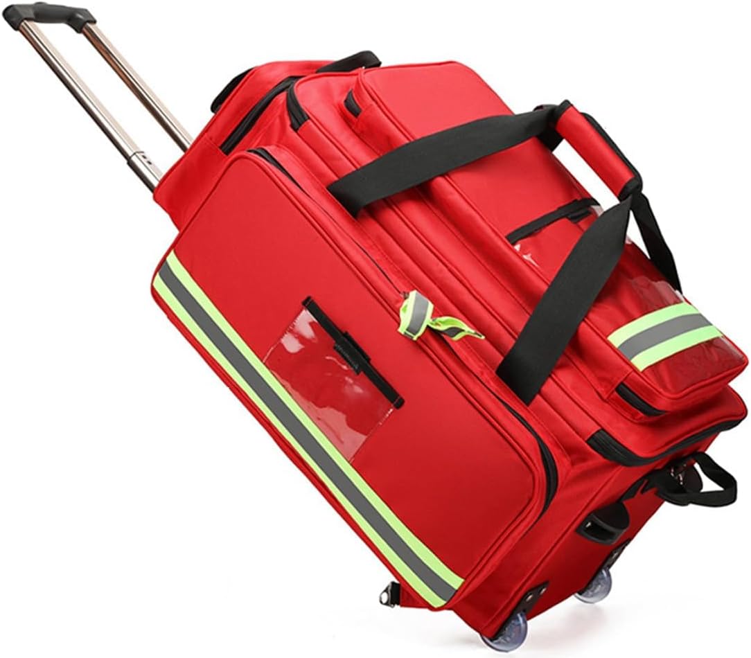 COYEUX Rolling Medical Bag with Wheels, Empty Emergency Response Supplies Bag, with Compartments, for EMT, EMS, Home Health Care