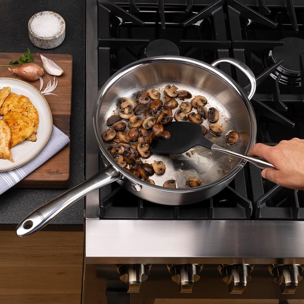 Fissler M5 Pro-Ply 5-ply Stainless Steel Sauté Pan with Metal Lid, 5 Quart