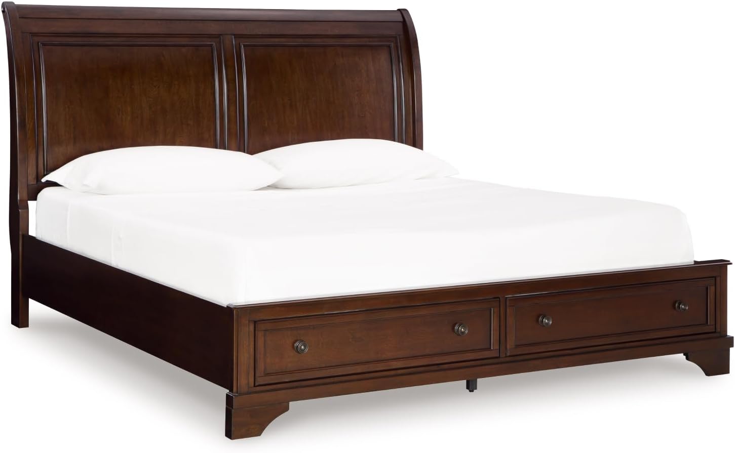 Signature Design by Ashley Trellington Traditional King Sleigh Storage Bed, Foundation or Box Spring Not Needed, Dark Brown