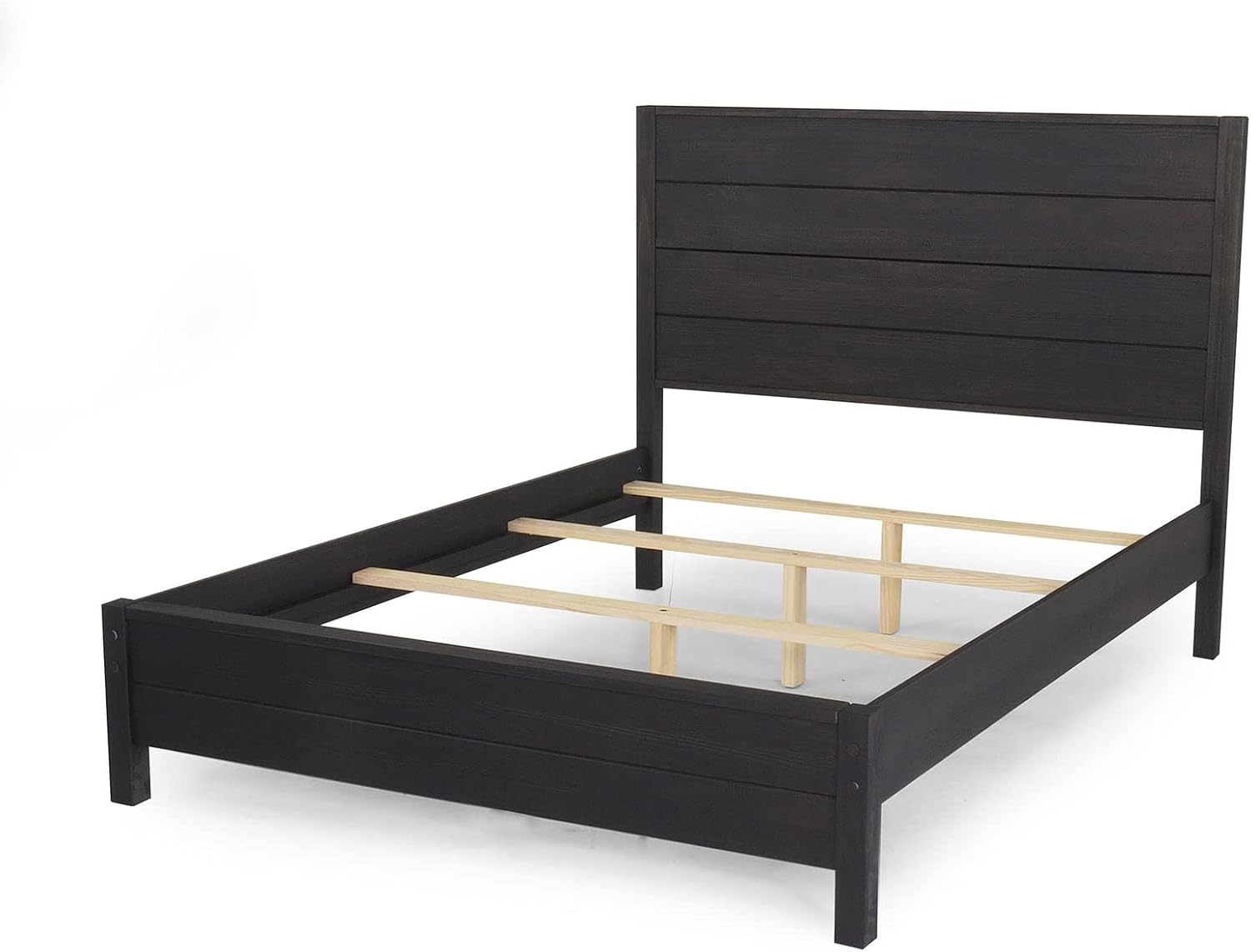 Grain Wood Furniture Montauk Solid Wood Bed, King Size, Farmhouse Black