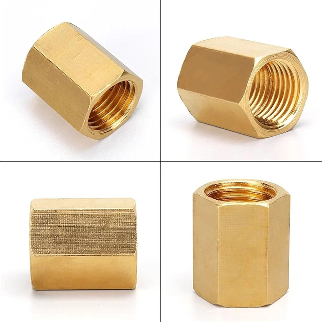 50Pcs 1/8 1/4 3/8 1/2 3/4 Inch Female Thread Brass Pipe Fittings Hex Nut Rod Connector Coupling(02-02)